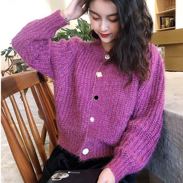 women shiny knitted cardigan korean casual loose long sleeve button knitwear outwear autumn winter thick warm jumper, Black;gray
women shiny knitted cardigan korean casual loose long sleeve button knitwear outwear autumn winter thick warm jumper, Black;gray