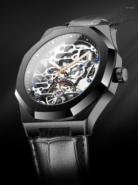 wristwatches 2021 swiss genuine men's watch octagonal automatic mechanical domineering hollow trend, Slivery;brown
wristwatches 2021 swiss genuine men's watch octagonal automatic mechanical domineering hollow trend, Slivery;brown