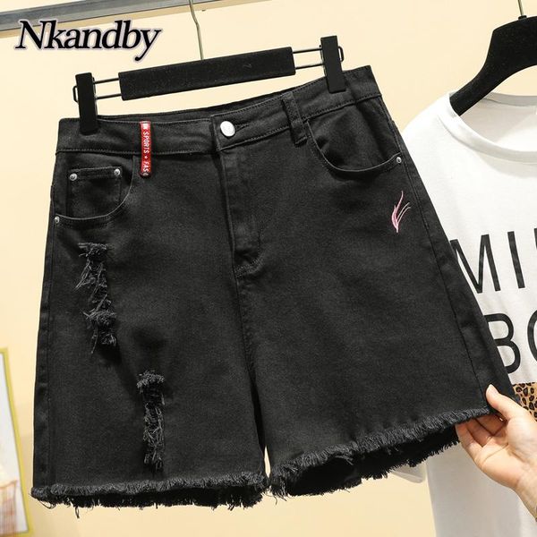 women's jeans nkandby summer plus size hole ripped denim shorts women loose button embroidery vintage tassel wide leg large, Blue
women's jeans nkandby summer plus size hole ripped denim shorts women loose button embroidery vintage tassel wide leg large, Blue