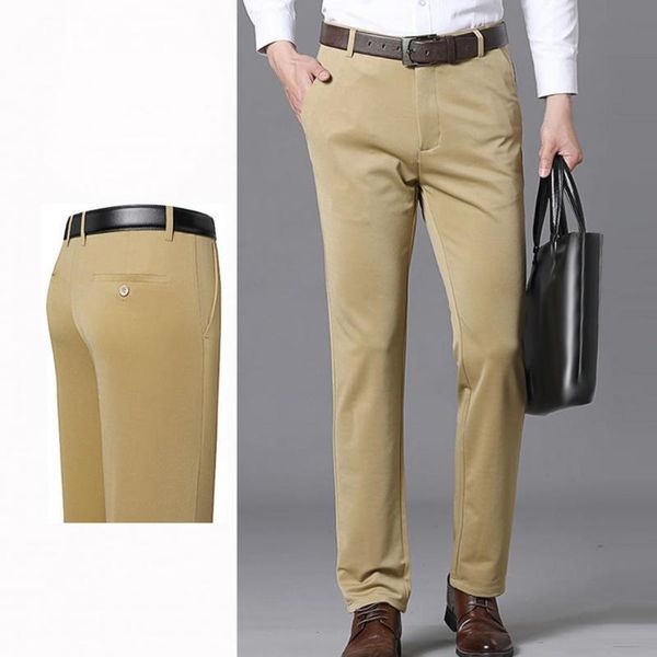 men's suits & blazers men pants casual business trousers male stretchy spring autumn mid waist straight loose, White;black 
men's suits & blazers men pants casual business trousers male stretchy spring autumn mid waist straight loose, White;black