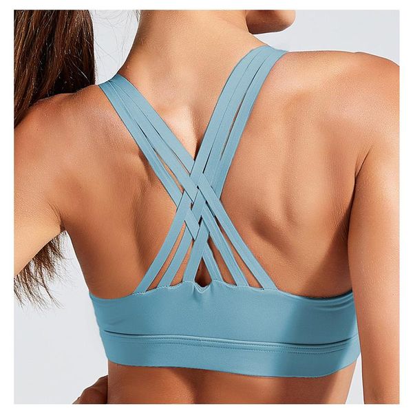 gym clothing strappy sports bra women quakeproof workout yoga running high impact vest, White;black
gym clothing strappy sports bra women quakeproof workout yoga running high impact vest, White;black