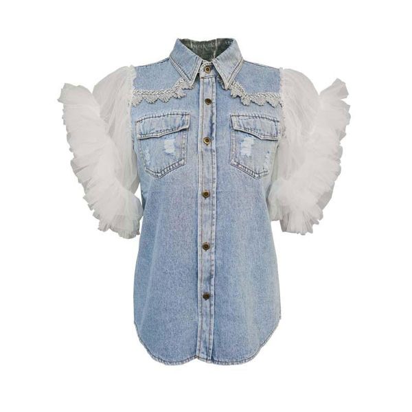women's jackets summer mesh patchwork women jacket lapel sleeveless button big size denim coat female fashion clothes 2021, Black;brown
women's jackets summer mesh patchwork women jacket lapel sleeveless button big size denim coat female fashion clothes 2021, Black;brown