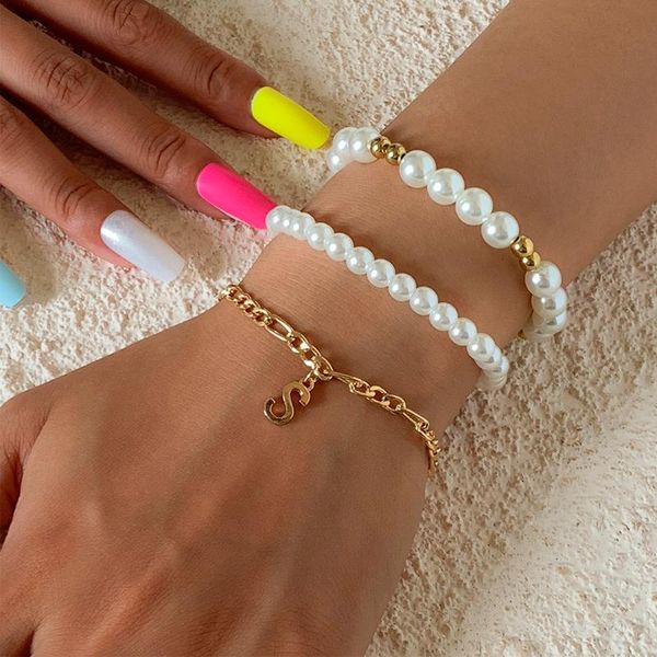 charm bracelets lacteo 3pcs/set vintage letter s bracelet for women bohemian imitation pearls asymmetric ccb chain jewelry, Golden;silver
charm bracelets lacteo 3pcs/set vintage letter s bracelet for women bohemian imitation pearls asymmetric ccb chain jewelry, Golden;silver