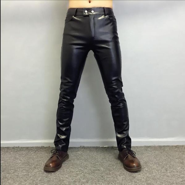 men's pants xs-4xl spring and autumn men harem leather tight non-mainstream motorcycle thin hairstylist singer trousers, Black
men's pants xs-4xl spring and autumn men harem leather tight non-mainstream motorcycle thin hairstylist singer trousers, Black