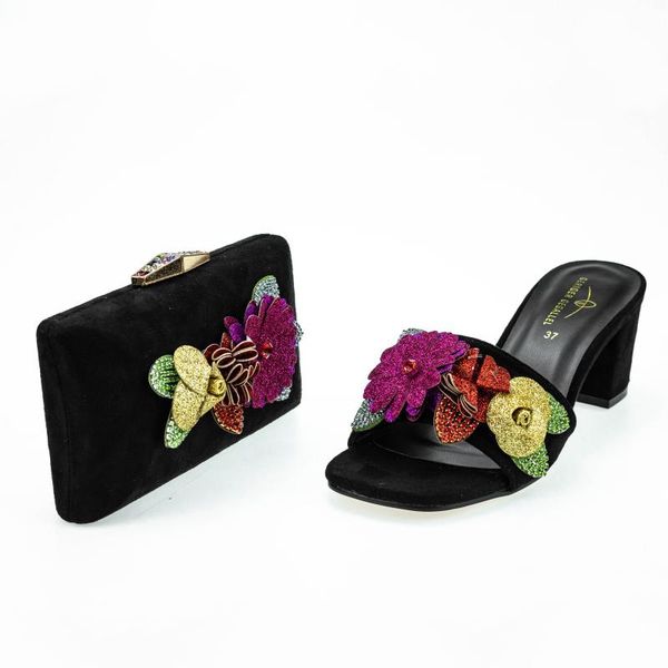 sandals floral decor women shoe bag set 573-3 geriger gegallel lady party dress heels with purse italian mules matching clutch, Black
sandals floral decor women shoe bag set 573-3 geriger gegallel lady party dress heels with purse italian mules matching clutch, Black