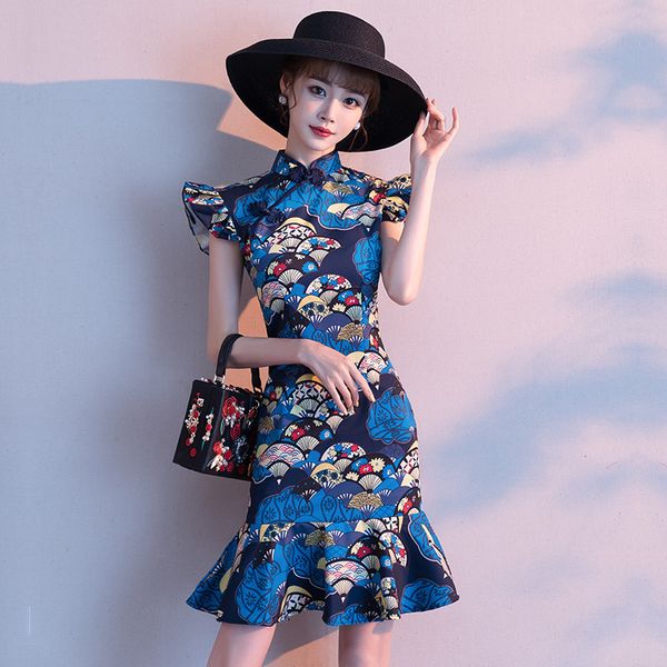 xs-3xl blue exquisite evening party dress women elegant collar cheongsam slim short chinese banquet gown 59u1, Blue;red
xs-3xl blue exquisite evening party dress women elegant collar cheongsam slim short chinese banquet gown 59u1, Blue;red