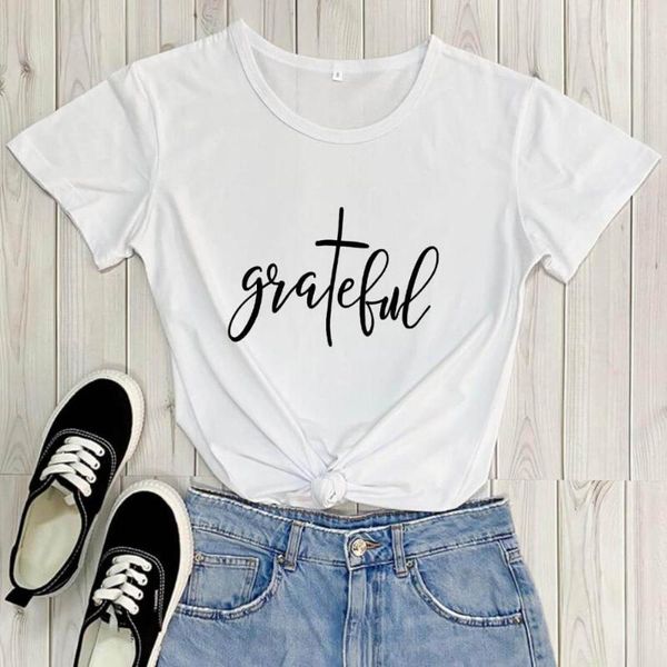 women's t-shirt grateful shirt christian arrival 100%cotton funny t thankful shirts inspirational gifts for her, White
women's t-shirt grateful shirt christian arrival 100%cotton funny t thankful shirts inspirational gifts for her, White