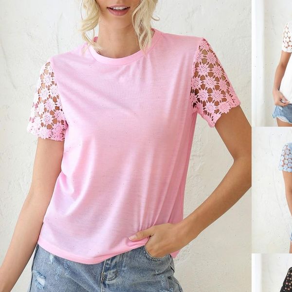 fashion lace floral blouse shirt o neck tee casual summer ladies female women short sleeve blusas pullover, White
fashion lace floral blouse shirt o neck tee casual summer ladies female women short sleeve blusas pullover, White
