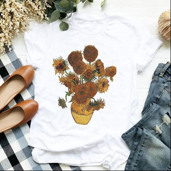 women lady t shirt oil painting sunflower printed tshirt ladies short sleeve tee shirt women female clothes graphic t shirt, White
women lady t shirt oil painting sunflower printed tshirt ladies short sleeve tee shirt women female clothes graphic t shirt, White