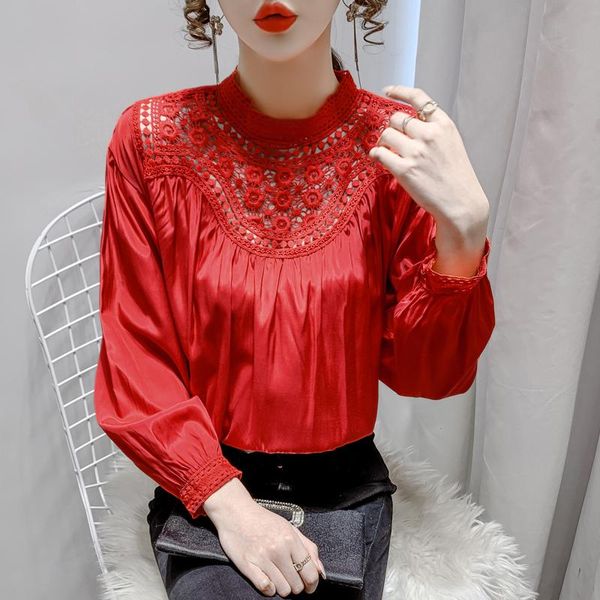 women's blouses & shirts lace shirt female 2021 fashion stand collar hollowed out long sleeve style korean white red black solid elega
women's blouses & shirts lace shirt female 2021 fashion stand collar hollowed out long sleeve style korean white red black solid elega