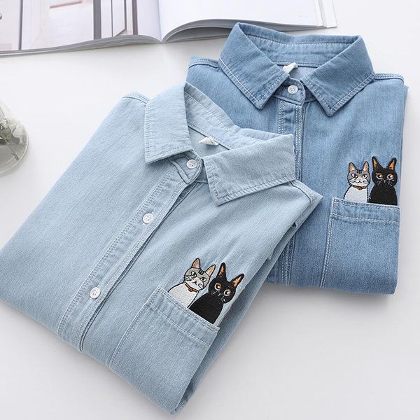 women's blouses & shirts sedutmo summer denim women embroidery oversize shirt spring vintage casual long sleeve basic ed1563, White
women's blouses & shirts sedutmo summer denim women embroidery oversize shirt spring vintage casual long sleeve basic ed1563, White