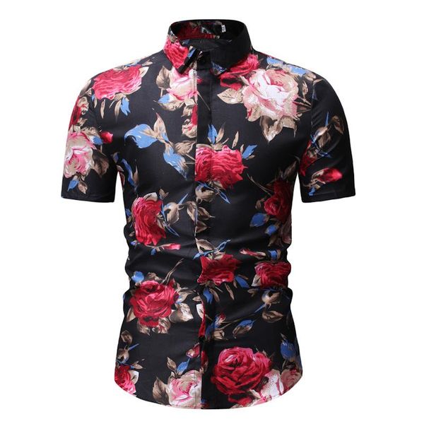 men's casual shirts summer style flower digital printing men short sleeve slim fit shirt for cardigan social korean clothing, White;black
men's casual shirts summer style flower digital printing men short sleeve slim fit shirt for cardigan social korean clothing, White;black