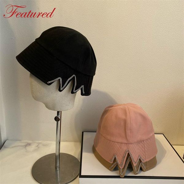 wide brim hats 2021 designer bucket hat summer thin fisherman chain decoration korean ladies cover face casual, Blue;gray
wide brim hats 2021 designer bucket hat summer thin fisherman chain decoration korean ladies cover face casual, Blue;gray