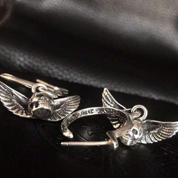 backs earrings haiyunda skull wings 925 silver versatile personalized style vintage women's, White
backs earrings haiyunda skull wings 925 silver versatile personalized style vintage women's, White