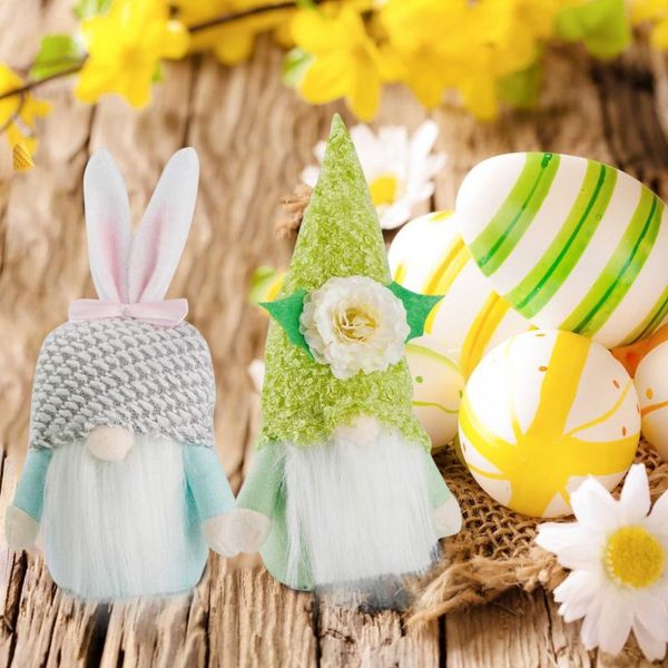 2 pcs easters day gnome decoration easter faceless doll easter plush dwarf home party decorations kids toys standing post