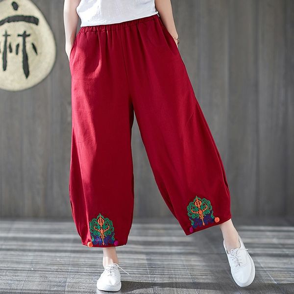 online chinese store chinese trousers female summer cotton linen elastic waist black embroidery vintage harem pants 10429, Red
online chinese store chinese trousers female summer cotton linen elastic waist black embroidery vintage harem pants 10429, Red