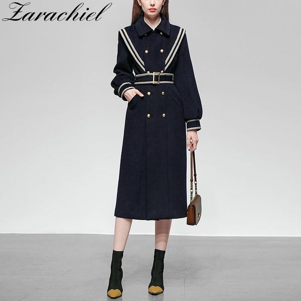 women's wool & blends 2021 winter navy style women long coats thicken warm double breasted sashes pocket woolen overcoat elegant ladies, Black
women's wool & blends 2021 winter navy style women long coats thicken warm double breasted sashes pocket woolen overcoat elegant ladies, Black