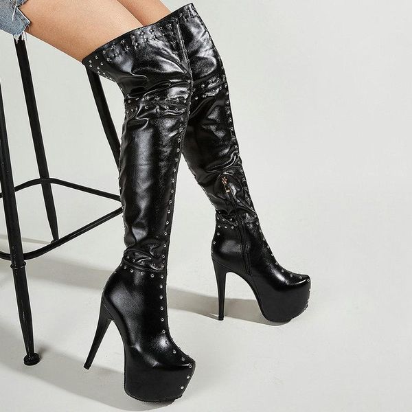 boots black fashion street rivets over the knee women autumn winter warm ultra-high heel platform shoes side zipper
boots black fashion street rivets over the knee women autumn winter warm ultra-high heel platform shoes side zipper