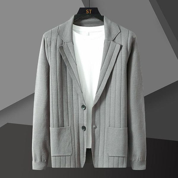 men's sweaters suit collar knitted cardigan man fall leisure solid color stripe jacquard trend sweater coat jumper clothes genuine, White;black
men's sweaters suit collar knitted cardigan man fall leisure solid color stripe jacquard trend sweater coat jumper clothes genuine, White;black