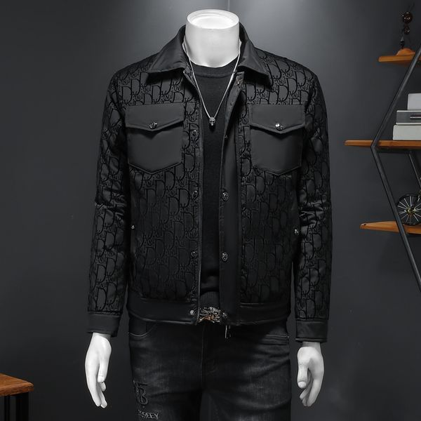 2021 white duck down lapel down jacket casual fashion thicken warm new letter printed cotton jacket, Black
2021 white duck down lapel down jacket casual fashion thicken warm new letter printed cotton jacket, Black