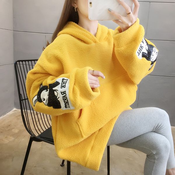 autumn winter 2021 hooded cute cartoon pasted cloth long sleeve plush sweater women's korean version cashmere jacket, Blue;black
autumn winter 2021 hooded cute cartoon pasted cloth long sleeve plush sweater women's korean version cashmere jacket, Blue;black