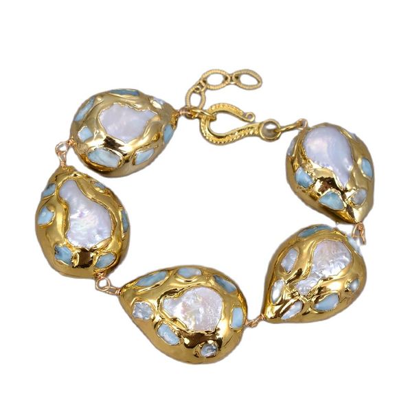 guaiguai jewelry natural white coin freshwater pearl teardrop blue larimars chips pave gold color plated wrap bracelet 9" for women lad, Black
guaiguai jewelry natural white coin freshwater pearl teardrop blue larimars chips pave gold color plated wrap bracelet 9" for women lad, Black