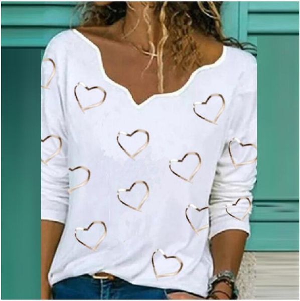 women's blouses & shirts 2021 spring women pullovers v neck long sleeve heart cartoon printed streetwear casual ladies blouse, White
women's blouses & shirts 2021 spring women pullovers v neck long sleeve heart cartoon printed streetwear casual ladies blouse, White