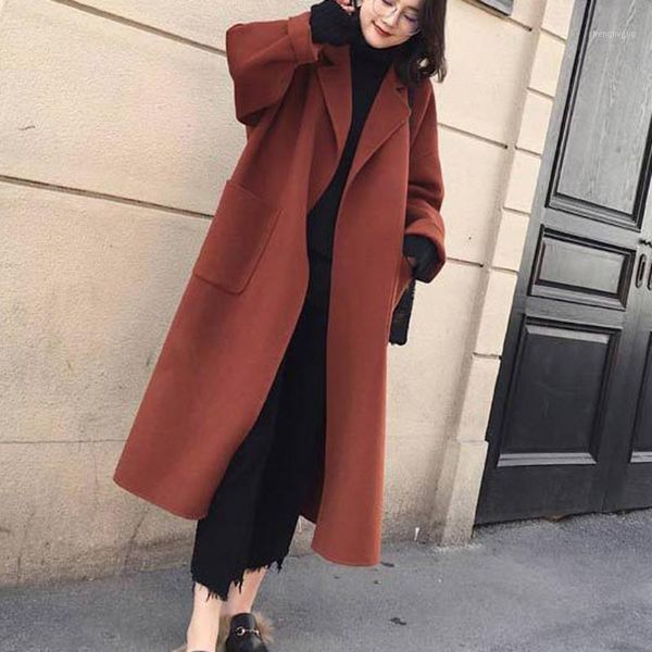 women's wool & blends sagace fall winter retro blend long overcoat loose casual coat plus size office ladies overcoats 2021, Black
women's wool & blends sagace fall winter retro blend long overcoat loose casual coat plus size office ladies overcoats 2021, Black