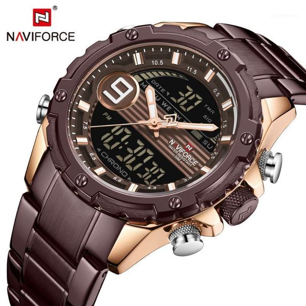 wristwatches naviforce watch men quartz wristwatch fashion dual display watches waterproof male clock relogio masculino, Slivery;brown
wristwatches naviforce watch men quartz wristwatch fashion dual display watches waterproof male clock relogio masculino, Slivery;brown