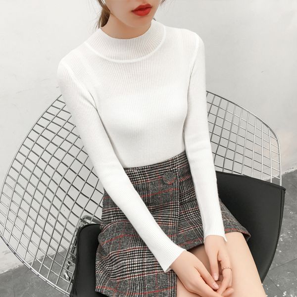 women's long sved knitted sweater, insole shirt, middle collar, spring, autumn and winter, White;black
women's long sved knitted sweater, insole shirt, middle collar, spring, autumn and winter, White;black