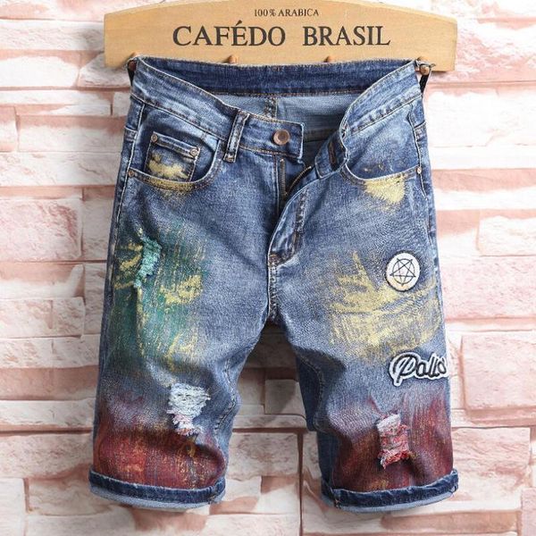 men's shorts summer casual thin section denim straight fashion cotton painted knee length, White;black
men's shorts summer casual thin section denim straight fashion cotton painted knee length, White;black