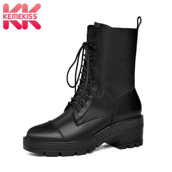 boots kemekiss genuine leather ankle for women lace up platform thick clear heel female footwear classic size 33-43, Black
boots kemekiss genuine leather ankle for women lace up platform thick clear heel female footwear classic size 33-43, Black