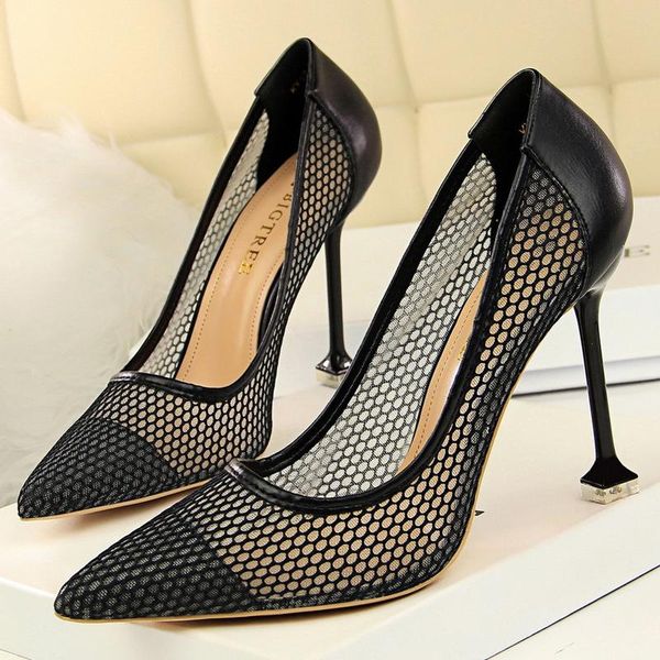 dress shoes bigtree mesh fabric woman pumps hollow out women sandals stiletto heels 9.5 cm heeled party high, Black
dress shoes bigtree mesh fabric woman pumps hollow out women sandals stiletto heels 9.5 cm heeled party high, Black