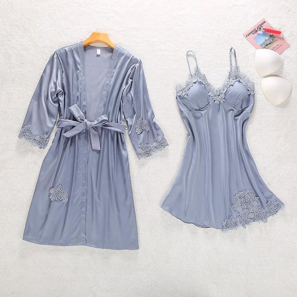 women's sleepwear satin lace robe sets 2pcs bride deep v-neck kimono gown sleeveless strap nightie for women casual with chestpads, Black;red
women's sleepwear satin lace robe sets 2pcs bride deep v-neck kimono gown sleeveless strap nightie for women casual with chestpads, Black;red