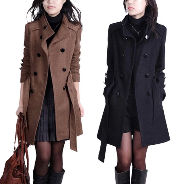 designer spring and autumn korean version plus size womens mid-length double-breasted woolen trench coat clothes, Tan;black
designer spring and autumn korean version plus size womens mid-length double-breasted woolen trench coat clothes, Tan;black