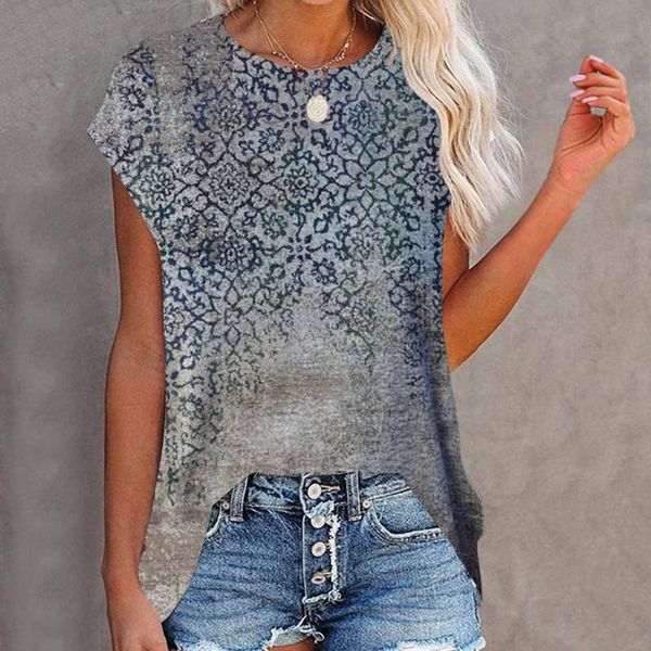 women's t-shirt retro for women summer geometric gradient print t shirt short sleeve round neck loose tunic graphic tee femme, White
women's t-shirt retro for women summer geometric gradient print t shirt short sleeve round neck loose tunic graphic tee femme, White