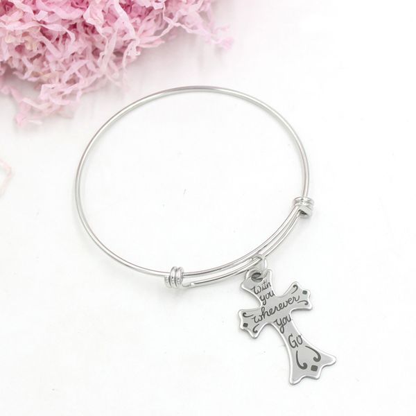 new arrival wholesale custom customized stainless steel cross bracelet engraved with you wherever you go bracelets bangles for women birthda, Golden;silver
new arrival wholesale custom customized stainless steel cross bracelet engraved with you wherever you go bracelets bangles for women birthda, Golden;silver