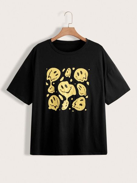 plus cartoon graphic drop shoulder tee c46z#, Black
plus cartoon graphic drop shoulder tee c46z#, Black