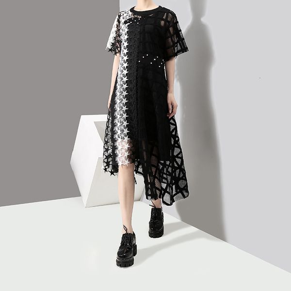 2021 new summer women's fashion casual o-neck short-sleeve loose lace es female commuter geometric pattern stitching p4z2, Black;gray
2021 new summer women's fashion casual o-neck short-sleeve loose lace es female commuter geometric pattern stitching p4z2, Black;gray