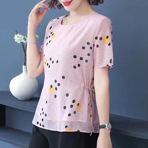 women's t-shirt fashion printing o-neck short sleeve women chic casual lace-up slim big size tee ladies 2021 summer mom chiffon, White
women's t-shirt fashion printing o-neck short sleeve women chic casual lace-up slim big size tee ladies 2021 summer mom chiffon, White