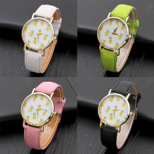 wristwatches 2021 student love leather watch casual fashion trend ladies pineapple fruit quartz explosive watches, Slivery;brown 
wristwatches 2021 student love leather watch casual fashion trend ladies pineapple fruit quartz explosive watches, Slivery;brown