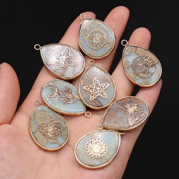 charms natural semi-precious stone pendant water droplets shape gilded edge ocean mineral for jewelry making necklaces gift, Bronze;silver
charms natural semi-precious stone pendant water droplets shape gilded edge ocean mineral for jewelry making necklaces gift, Bronze;silver