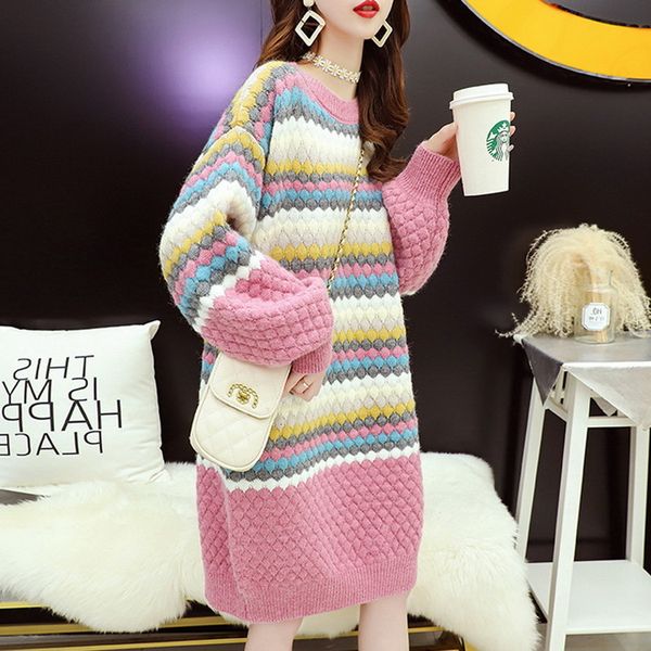 2021 sweaters autumn winter middle length striped women casual o neck cute knitted sweater vhn7, White;black
2021 sweaters autumn winter middle length striped women casual o neck cute knitted sweater vhn7, White;black