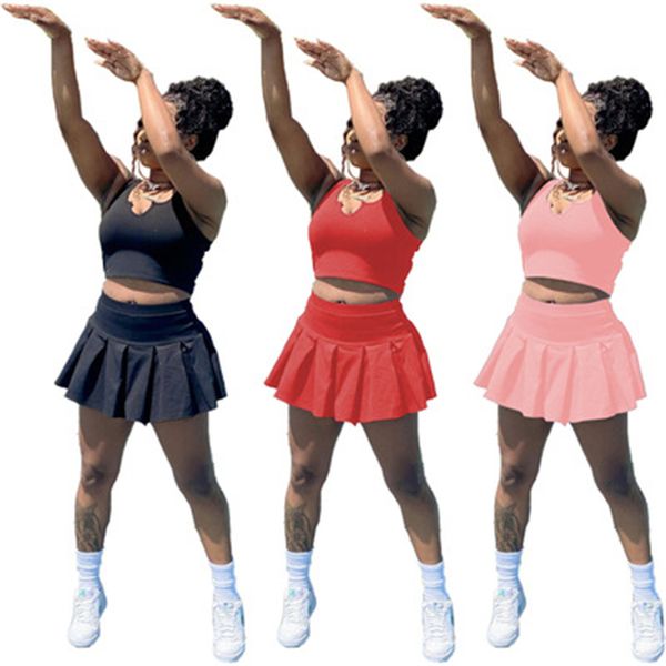 womens casual two piece dress fashion trend solid colors sleeveless u-neck vest short skirts sets designer summer female show waist suits, White
womens casual two piece dress fashion trend solid colors sleeveless u-neck vest short skirts sets designer summer female show waist suits, White
