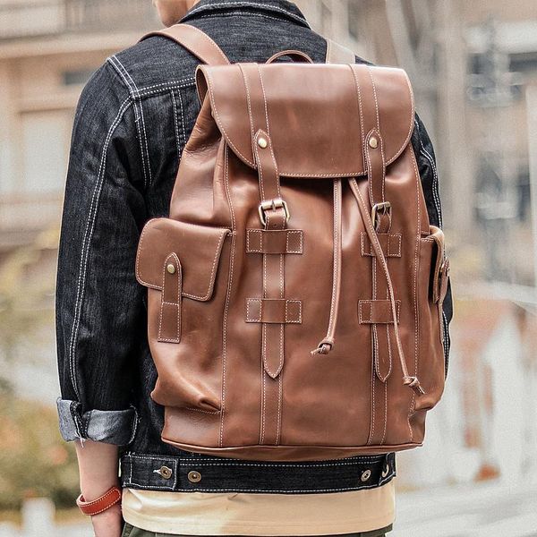 backpack men's genuine crazy horse leather vintage fashion designer daypack men school bag cowhide for satchel
backpack men's genuine crazy horse leather vintage fashion designer daypack men school bag cowhide for satchel