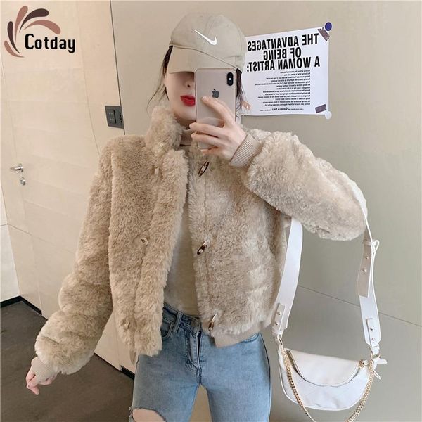 women's fur & faux cotday coat autumn winter 2021 small fragrance thin three grain horn button jacket loose short fashion, Black
women's fur & faux cotday coat autumn winter 2021 small fragrance thin three grain horn button jacket loose short fashion, Black