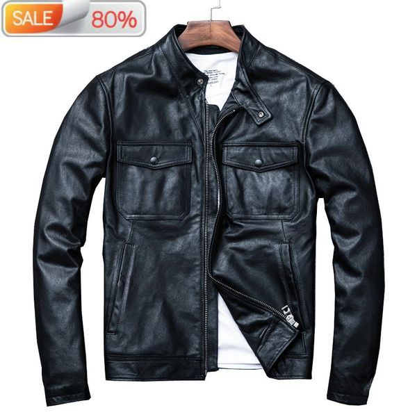 men's leather & faux genuine men spring sheepskin coat motorcycle bomber jacket real coats veste cuir homme b21917, Black
men's leather & faux genuine men spring sheepskin coat motorcycle bomber jacket real coats veste cuir homme b21917, Black