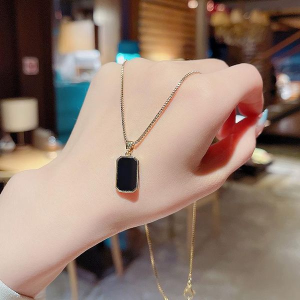 pendant necklaces fashion black titanium steel necklace for women gold chain square collar chokers chains womens jewelry, Silver
pendant necklaces fashion black titanium steel necklace for women gold chain square collar chokers chains womens jewelry, Silver
