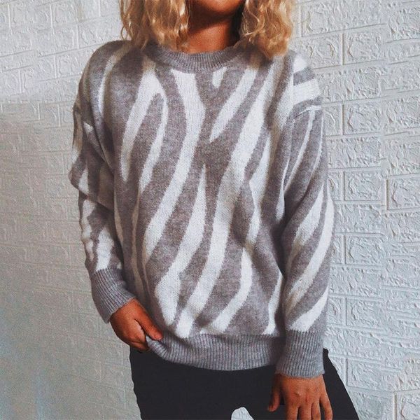 women's sweaters round neck striped autumn winter ladies looes kintted long sleeve streetwear jumper for female 2021, White;black
women's sweaters round neck striped autumn winter ladies looes kintted long sleeve streetwear jumper for female 2021, White;black