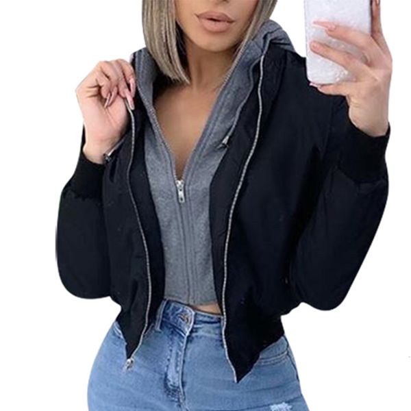 winter fake two coat women solid colour hooded jackets outwear bomber zipper windbreaker coats female casual basic short jacket 201126, Black;brown
winter fake two coat women solid colour hooded jackets outwear bomber zipper windbreaker coats female casual basic short jacket 201126, Black;brown